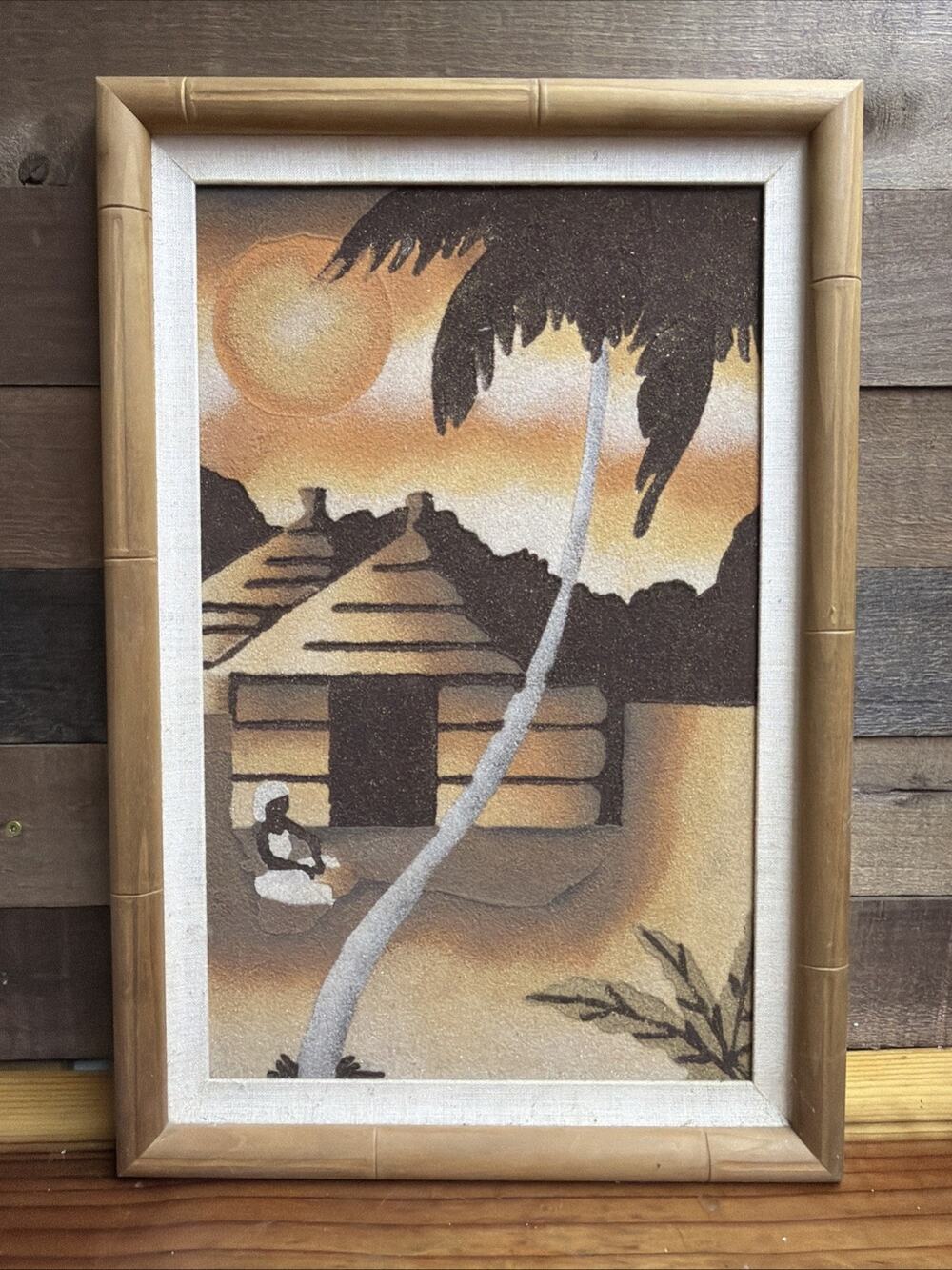 Vintage Sand Art Sunset Scene 21x15